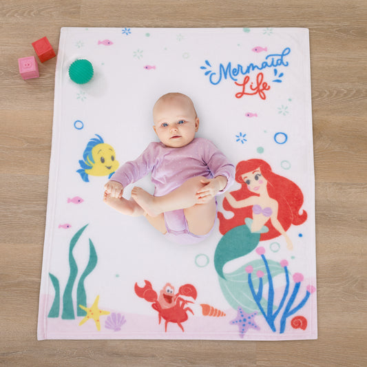 Disney Ariel The Little Mermaid White Mermaid Life Super Soft Photo Op Baby Blanket