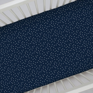 Carter's 100% Cotton Sateen Fitted Crib Sheet - Navy with White Stars