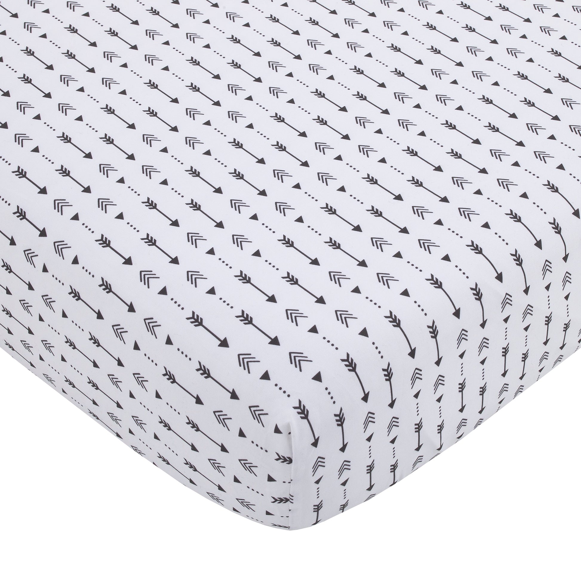 Little Love by NoJo Little Man Cave Ivory and Black Arrows Nursery Fitted Crib Sheet