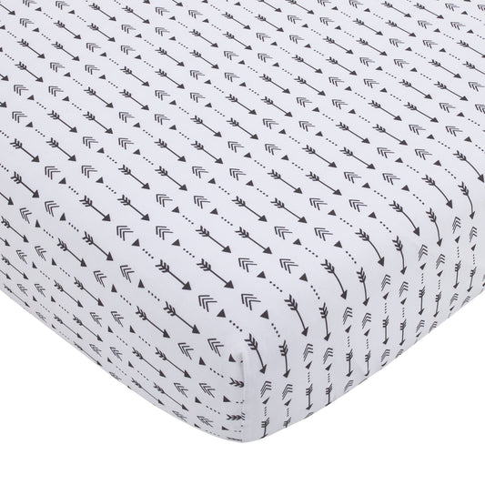 Little Love by NoJo Little Man Cave Ivory and Black Arrows Nursery Fitted Crib Sheet
