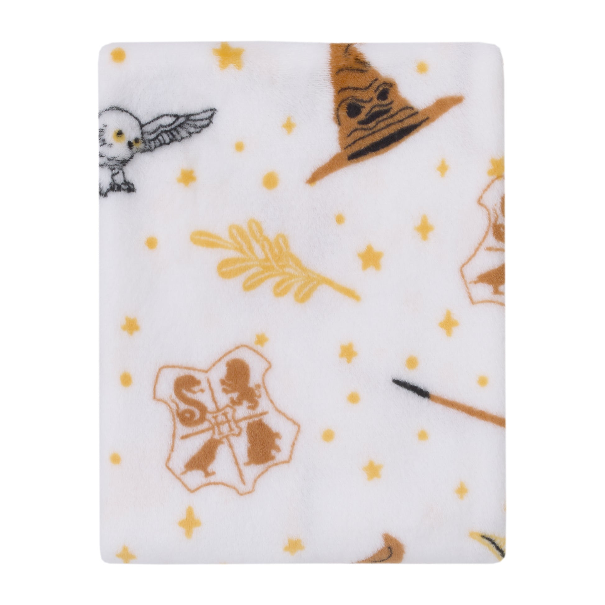 Warner Bros  Harry Potter White, Gold, and Tan Super Soft Plush Baby Blanket