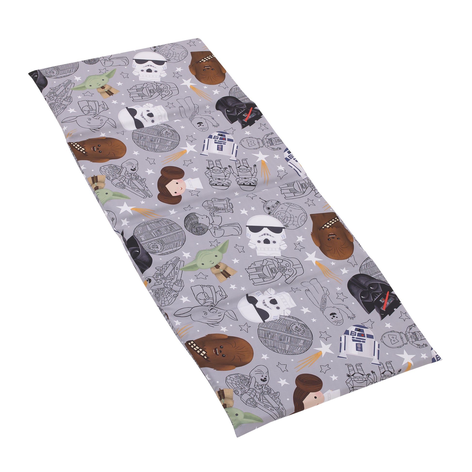 Star Wars Welcome to the Galaxy Navy and Gray Yoda, Princess Leia, R2-D2 , Chewbacca, and Darth Vader Preschool Nap Pad Sheet
