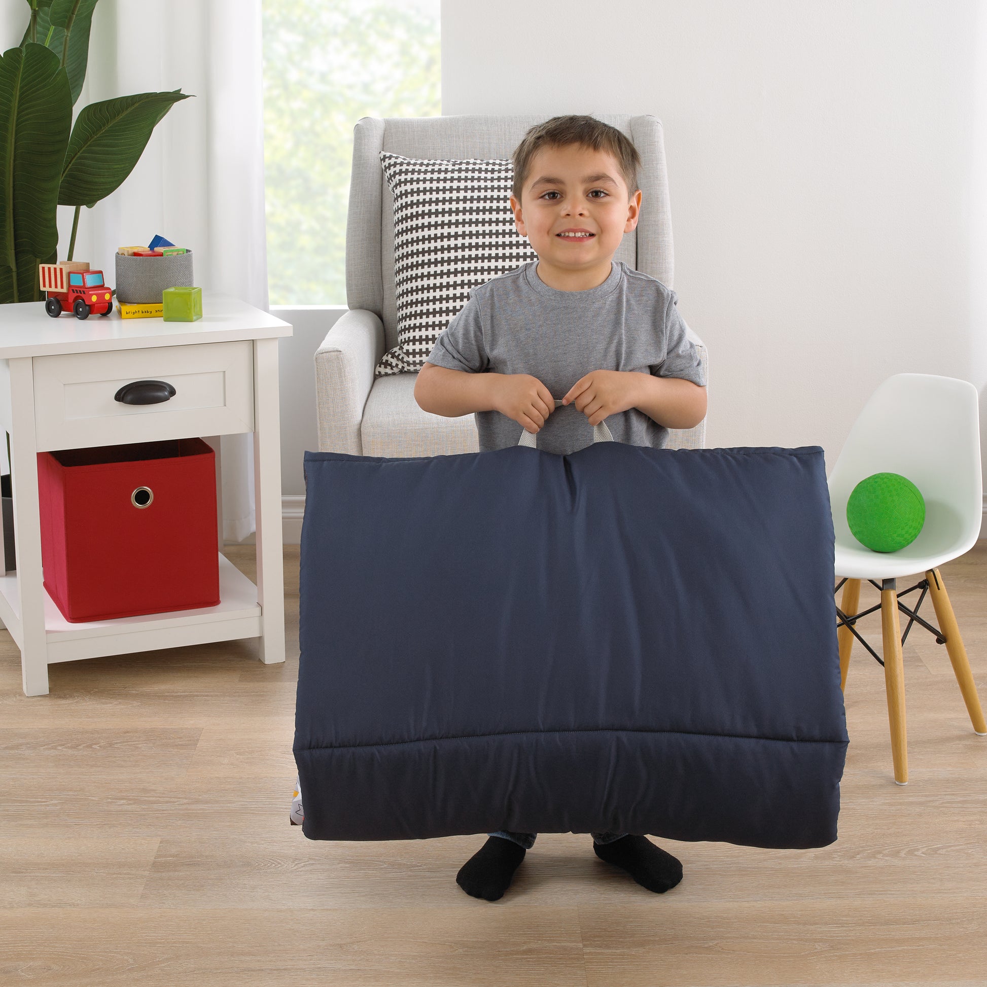Star Wars Welcome to the Galaxy Navy and Gray Yoda, Princess Leia, R2-D2 , Chewbacca, and Darth Vader Deluxe Easy Fold Toddler Nap Mat