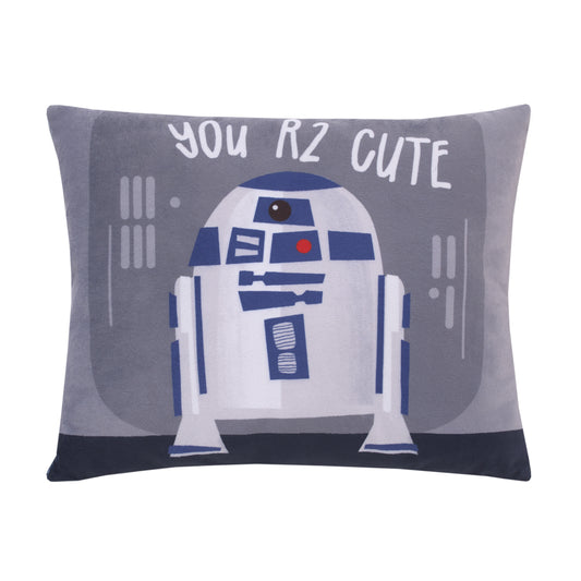 Star Wars Welcome to the Galaxy Navy and Gray R2-D2, You R2 Cute Decorative Toddler Pillow