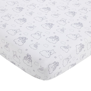 Disney Winnie the Pooh Hello Sunshine Multi-Colored Rainbow, Yellow Sun and Blue Clouds 3 Piece Nursery Crib Bedding Set - Comforter, Fitted Crib Sheet and Crib Skirt