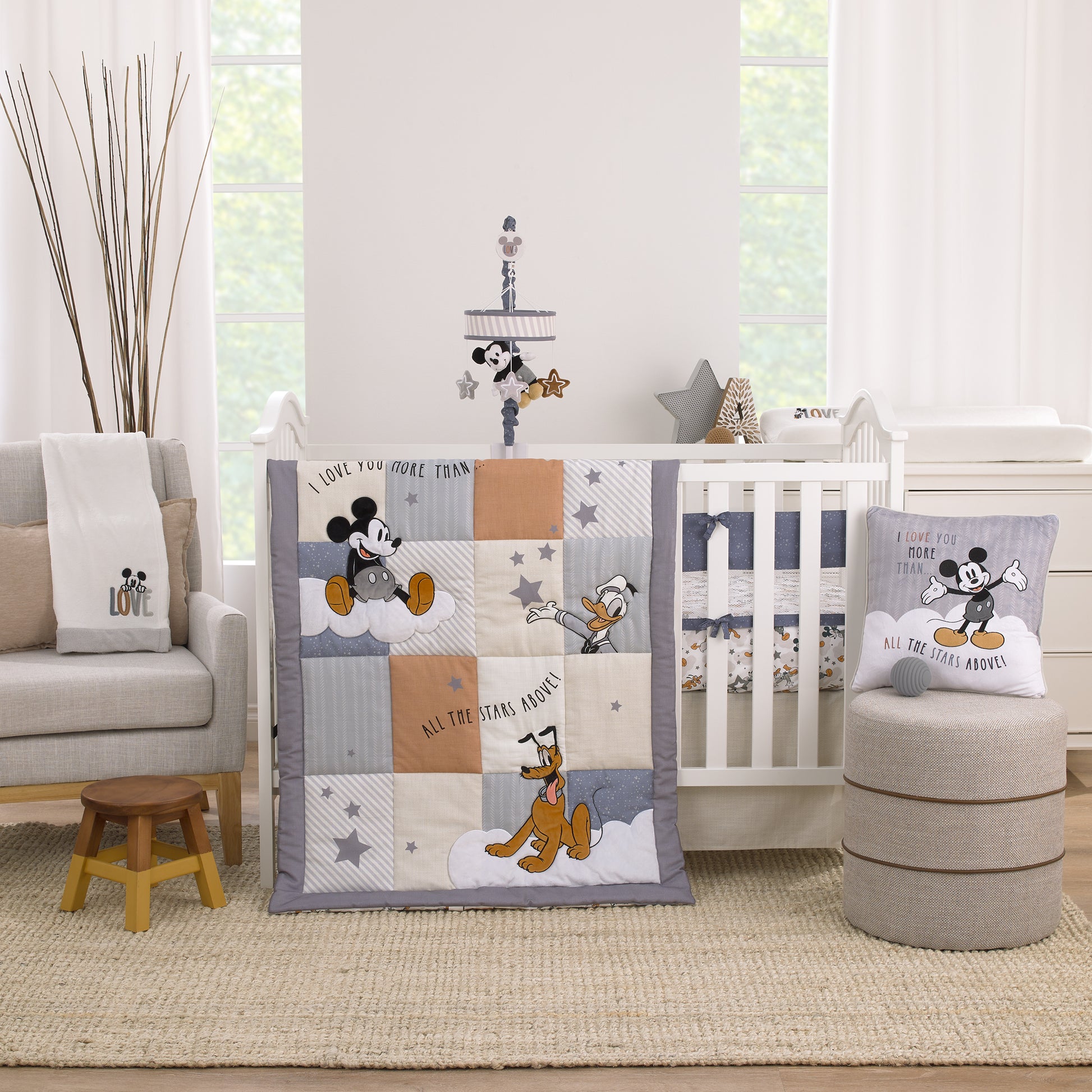 Disney Mickey Mouse Love Mickey Navy and Gray Secure-Me Crib Liner