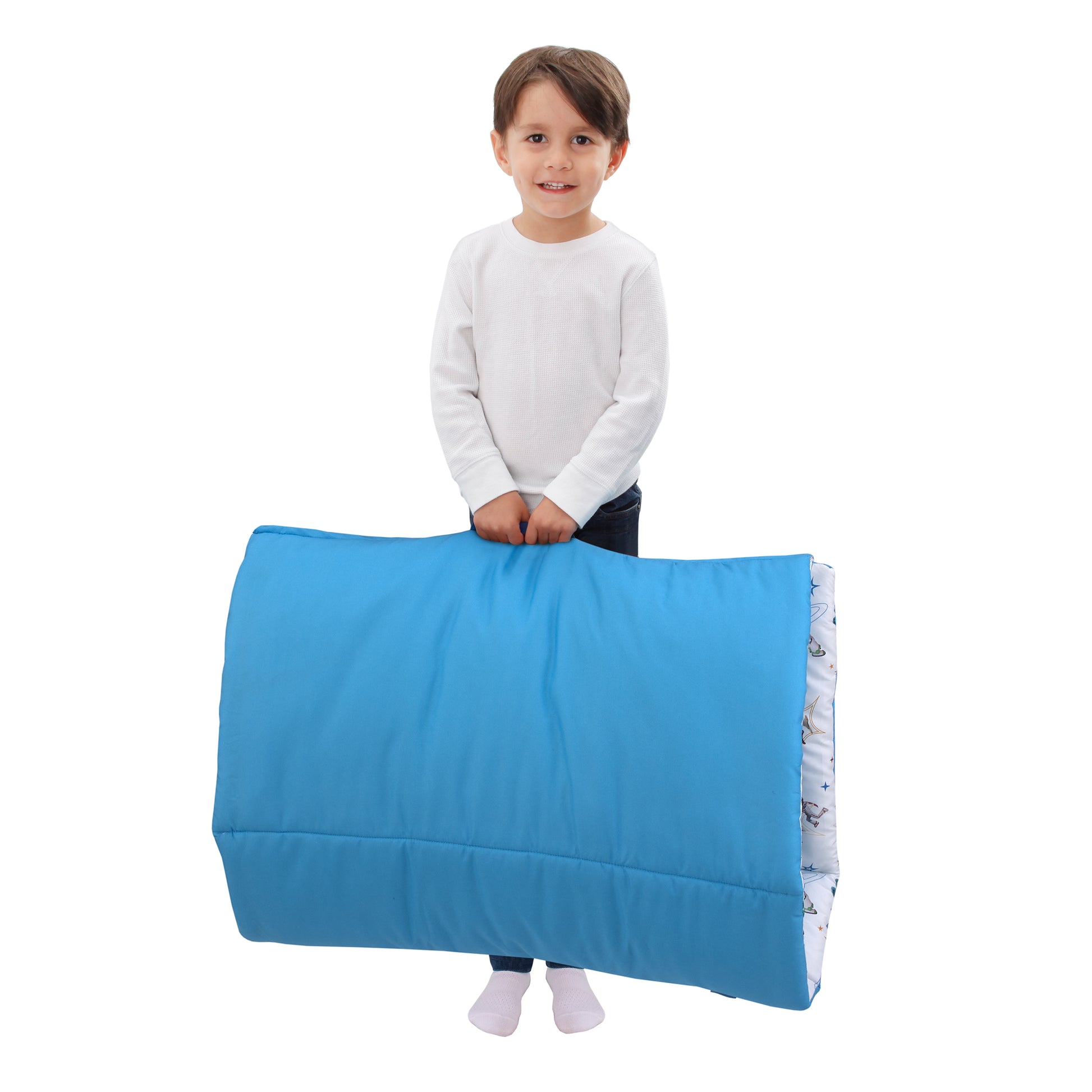 Disney Toy Story It's Play Time Blue, Green, and White, Woody, Buzz and The Toys Deluxe Easy Fold Toddler Nap Mat