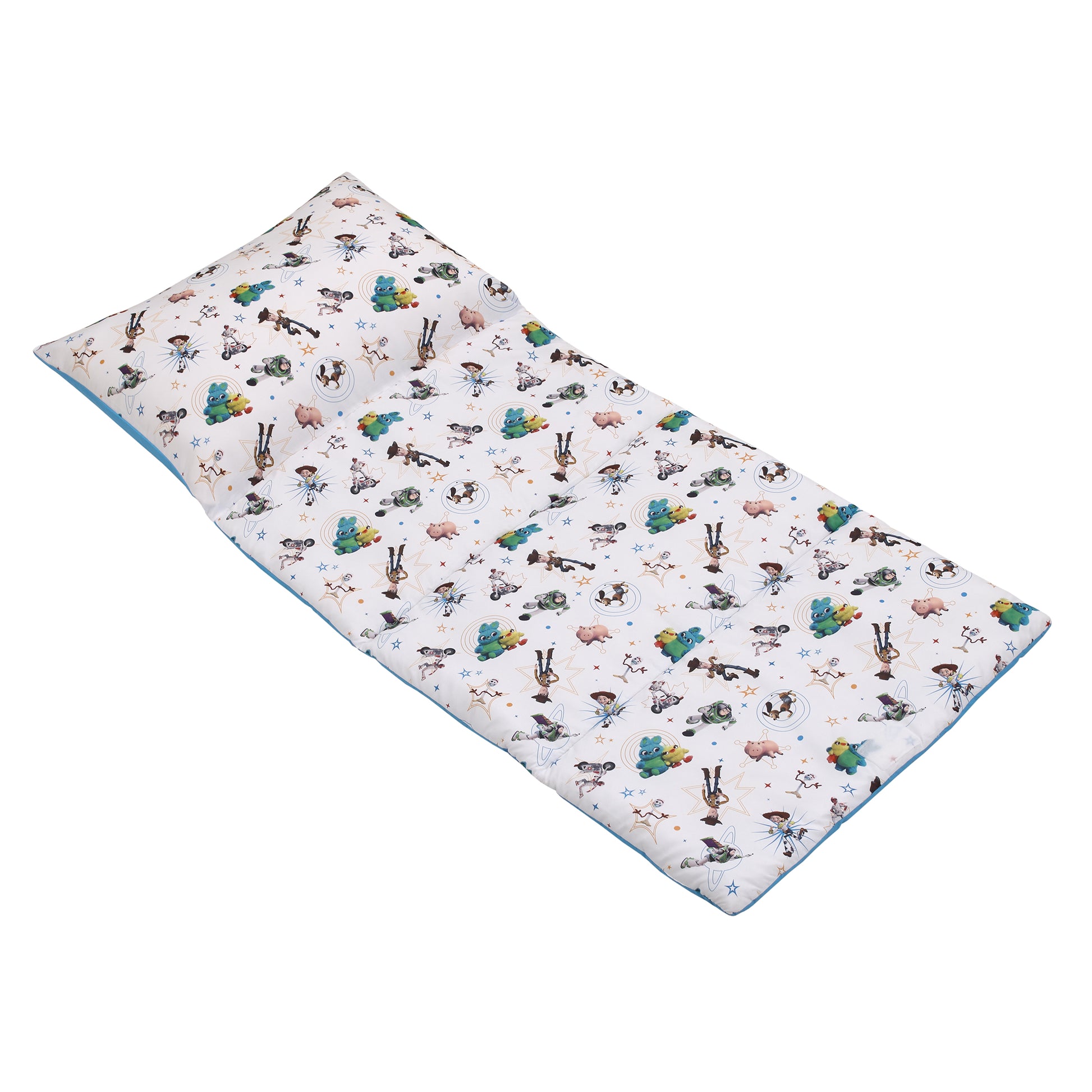 Disney Toy Story It's Play Time Blue, Green, and White, Woody, Buzz and The Toys Deluxe Easy Fold Toddler Nap Mat