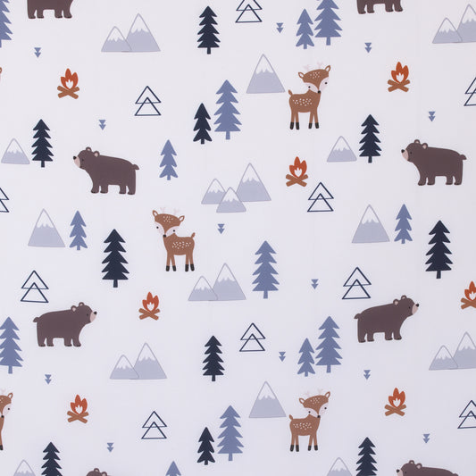 Little Love by NoJo National Park Navy, Gray, Tan, and White Forest Friends Nursery Fitted Crib Sheet