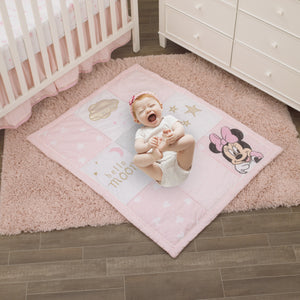 Disney Minnie Mouse Twinkle Twinkle Minnie Pink, White and Metallic Gold 3 Piece Crib Bedding Set