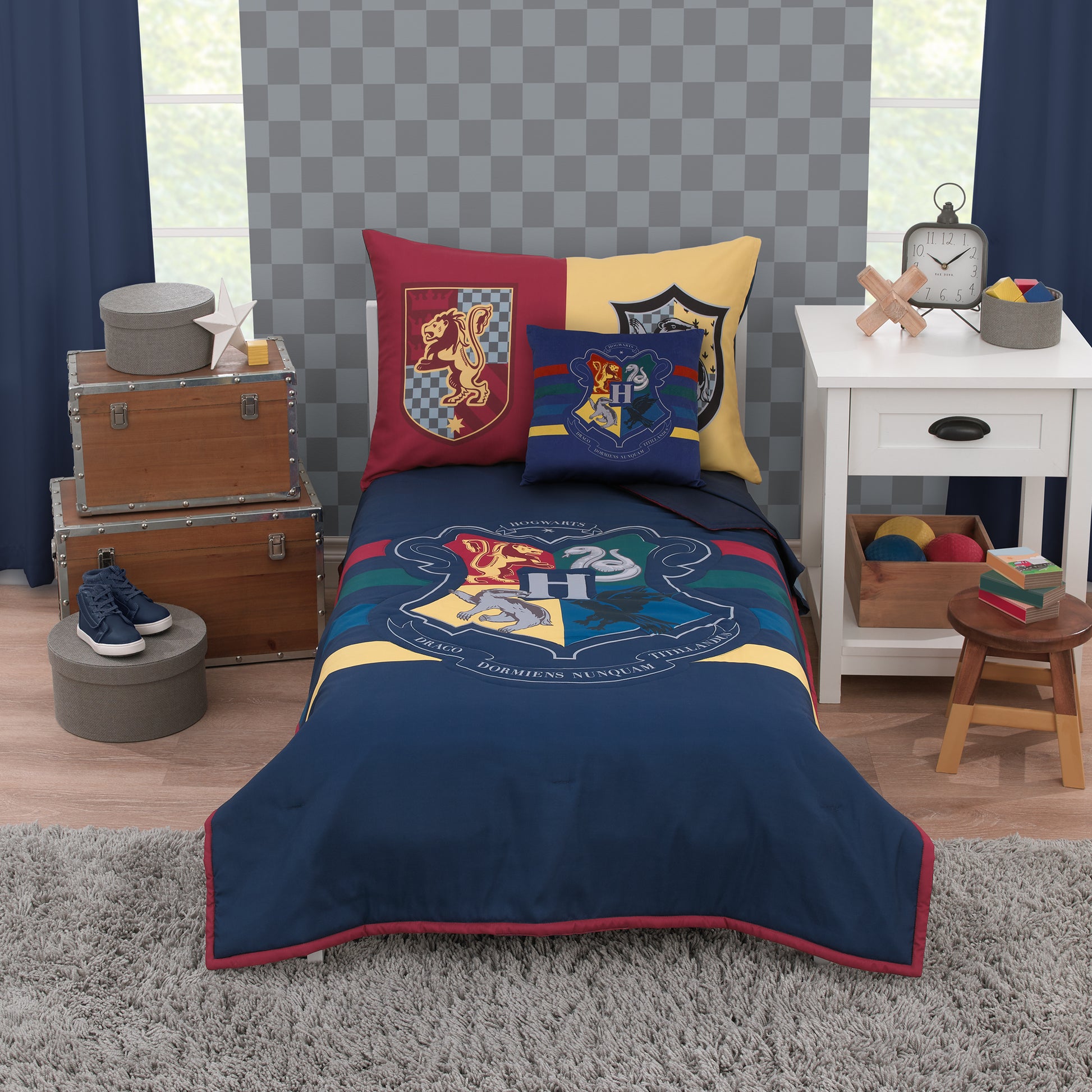 Warner Bros  Harry Potter Hogwarts Navy Decorative Toddler Pillow