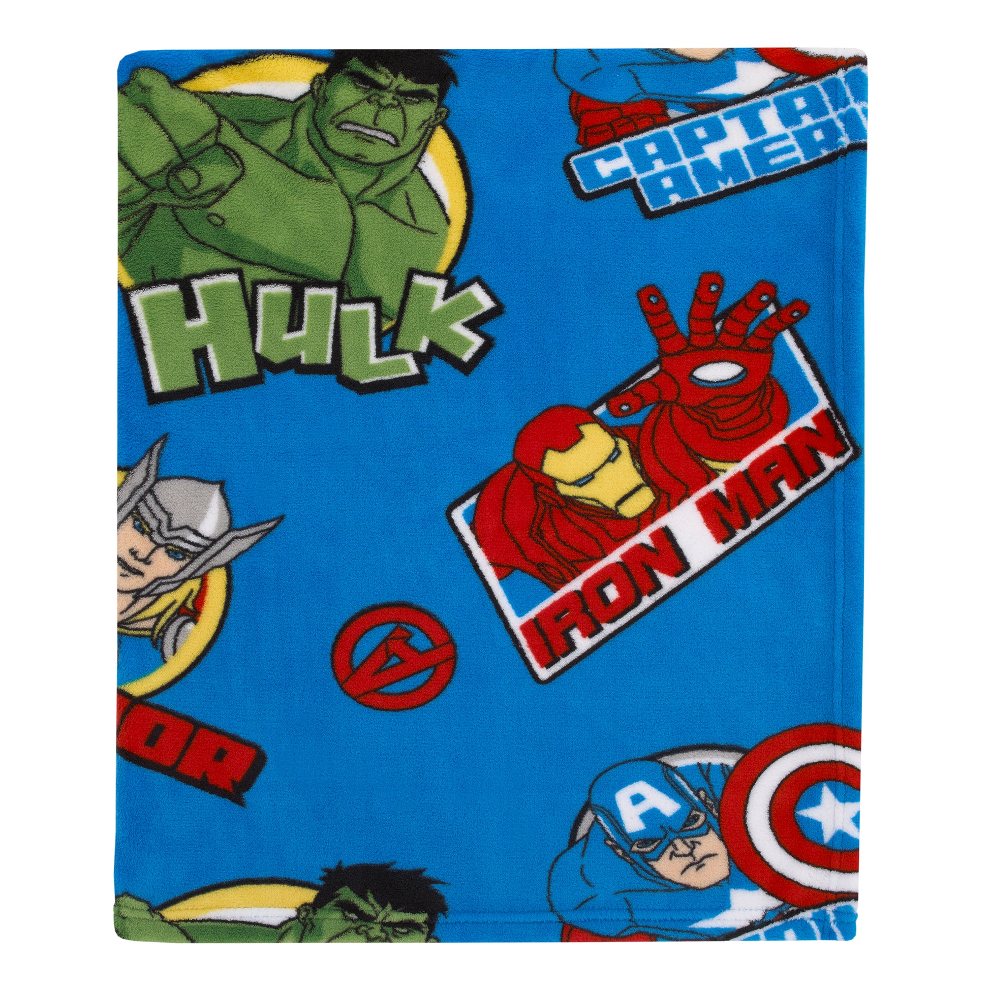 Marvel The Avengers I Am A Hero Blue, Green, and Red Super Soft Toddler Blanket