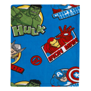 Marvel The Avengers I Am A Hero Blue, Green, and Red Super Soft Toddler Blanket