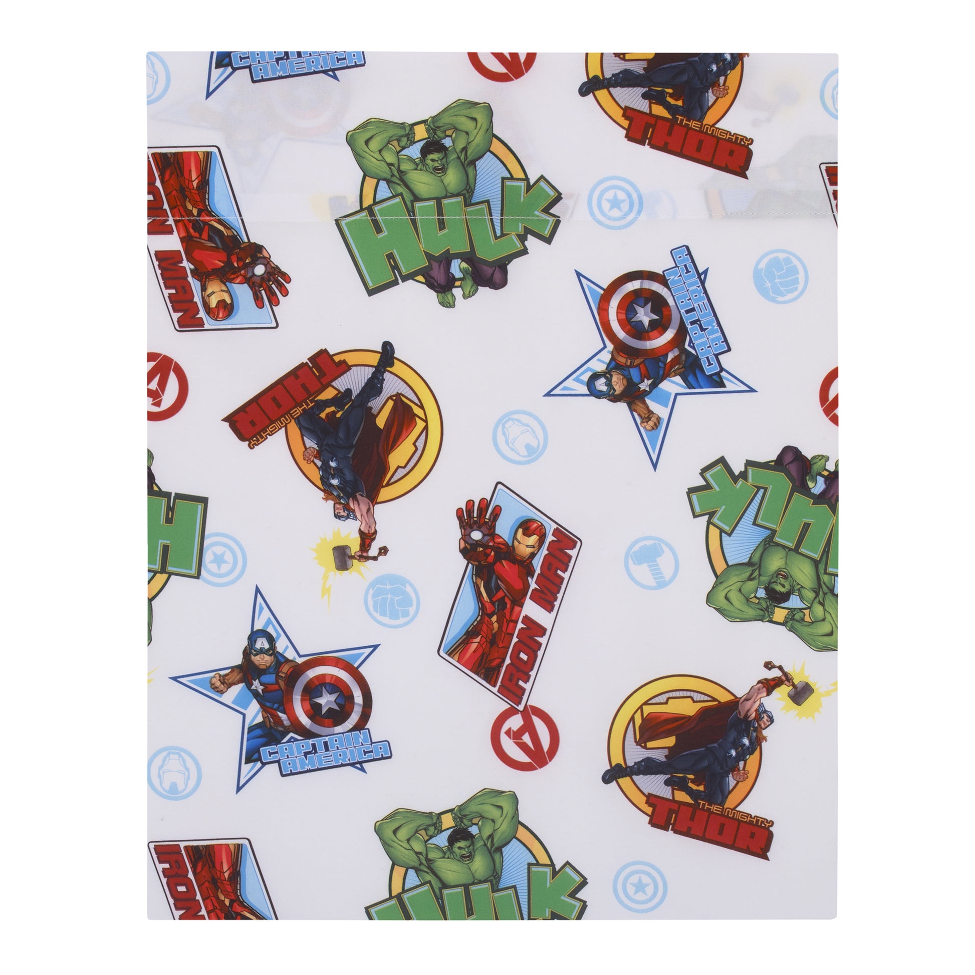 Marvel The Avengers I Am A Hero Blue, Green, Red, and Yellow 4 Piece Toddler Bed Set - Comforter, Fitted Bottom Sheet, Flat Top Sheet, and Reversible Pillowcase