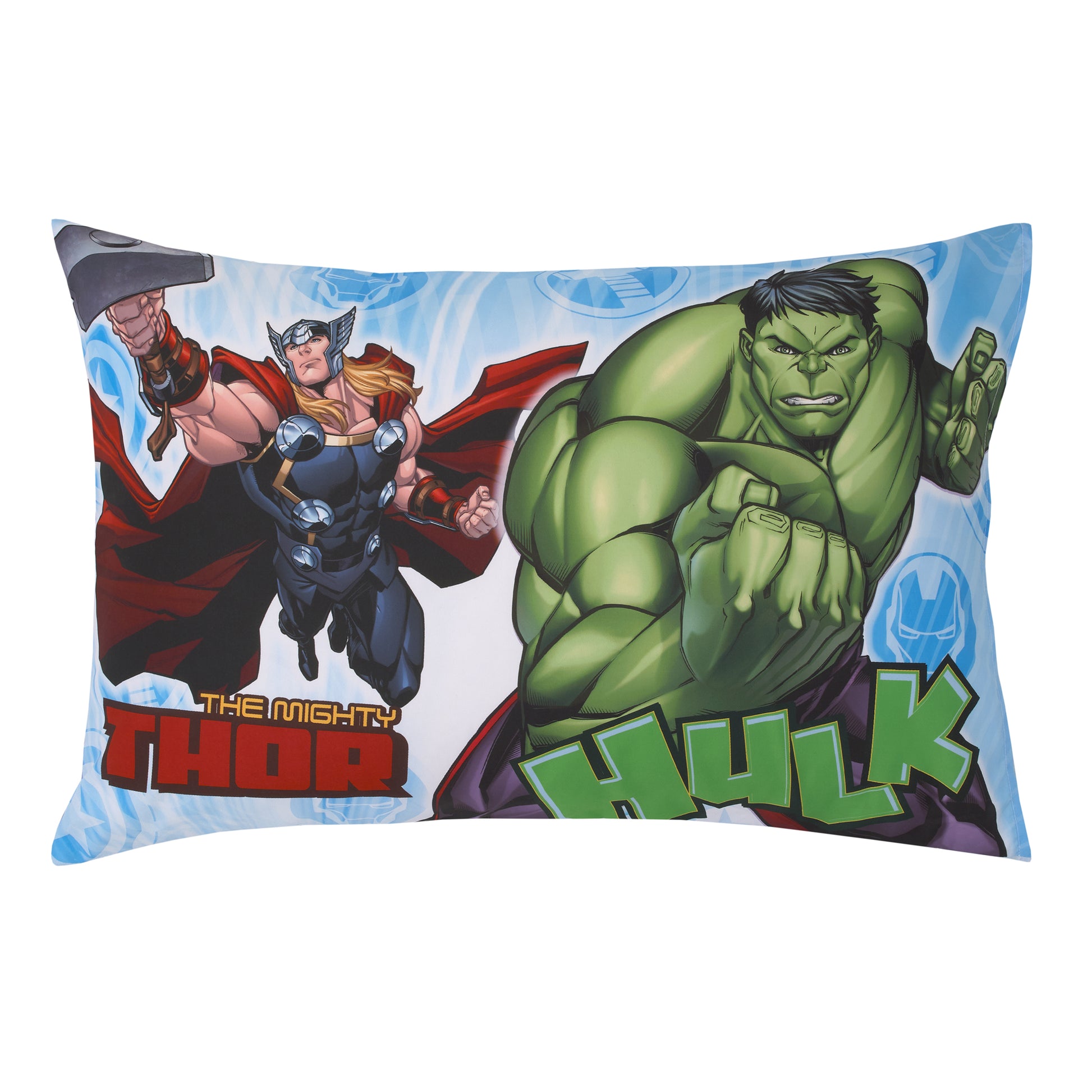 Marvel The Avengers I Am A Hero Blue, Green, Red, and Yellow 4 Piece Toddler Bed Set - Comforter, Fitted Bottom Sheet, Flat Top Sheet, and Reversible Pillowcase