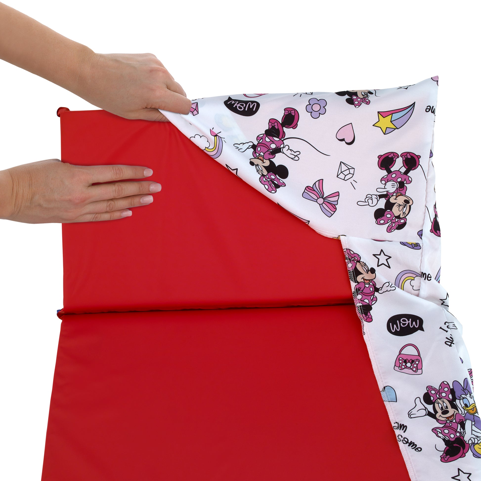 Disney Minnie Mouse I am Awesome Lavender, Pink and White, Daisy Duck Rainbow Hearts and Stars Preschool Nap Pad Sheet