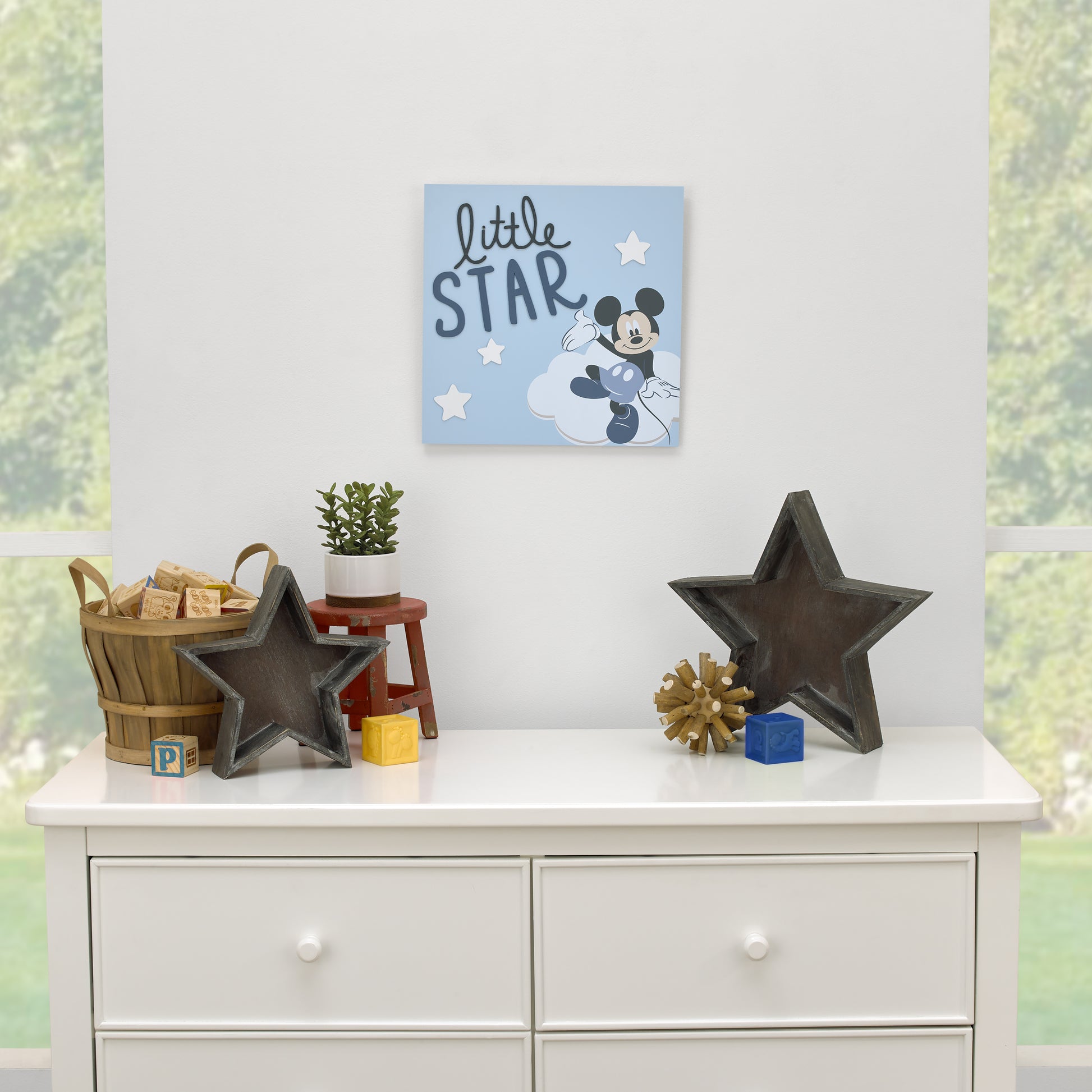 Disney Mickey Mouse Little Star Blue and White Clouds and Stars Wood Wall DÃƒÆ’Ã‚Â©cor