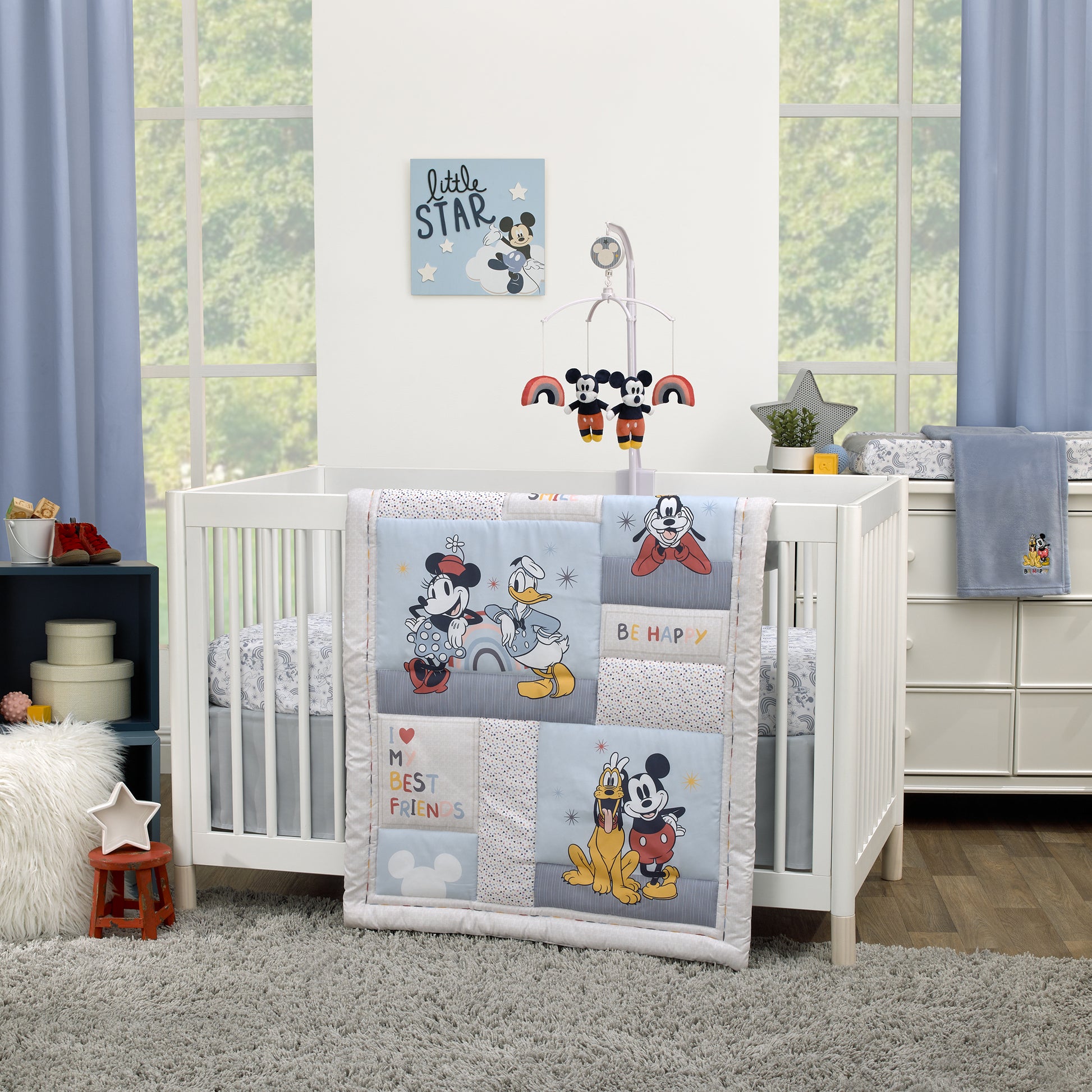 Disney Mickey Mouse Little Star Blue and White Clouds and Stars Wood Wall DÃƒÆ’Ã‚Â©cor