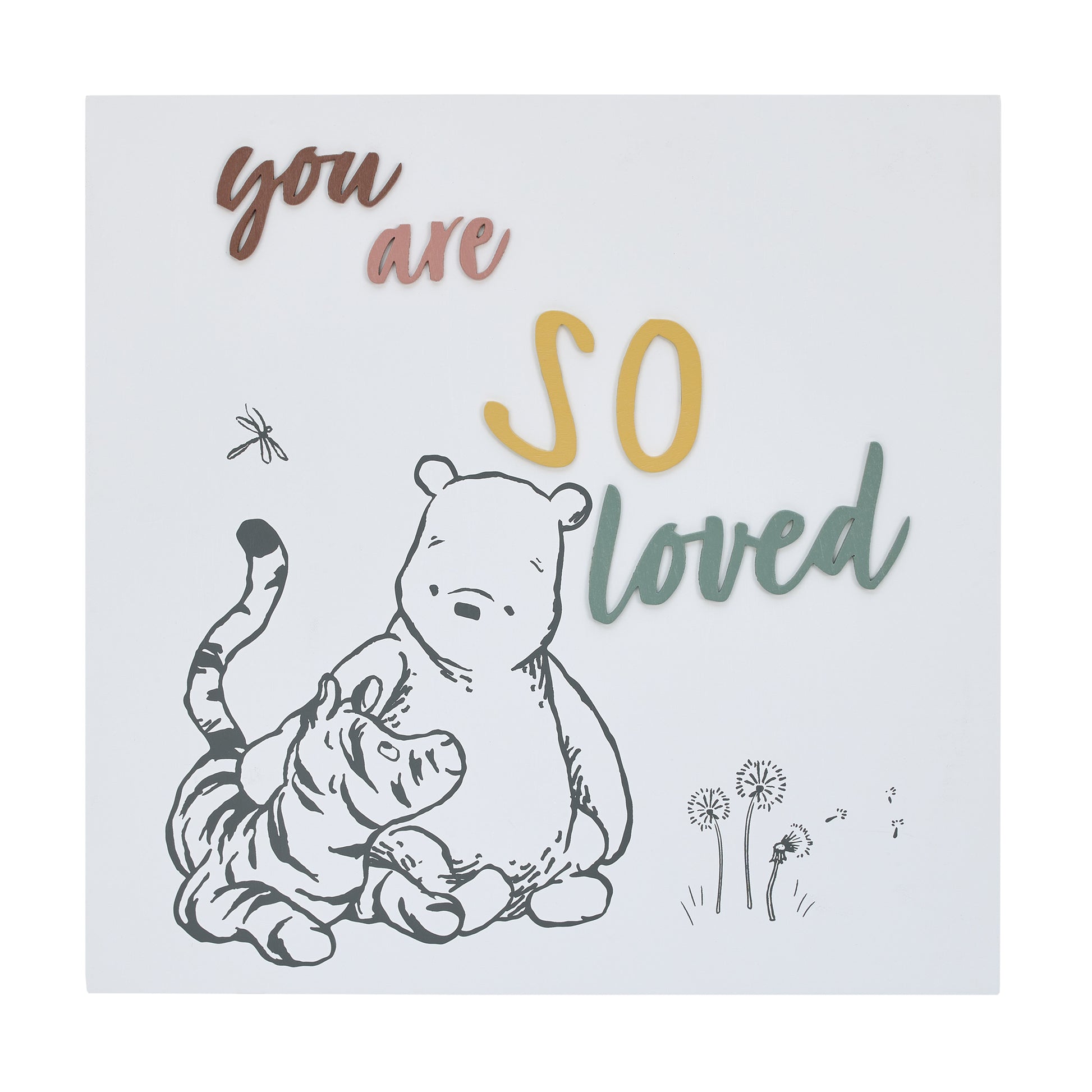 Disney Classic Winnie the Pooh and Tigger You Are So Loved Ivory and Grey Wood Wall decor