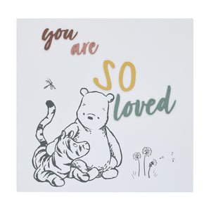 Disney Classic Winnie the Pooh and Tigger You Are So Loved Ivory and Grey Wood Wall decor