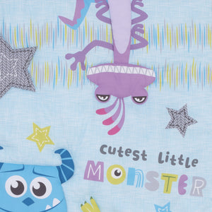 Disney Monsters, Inc. Cutest Little Monster Turquoise, Green, Purple, and Gray, Sully, Mike, and Randall 3 Piece Nursery Crib Bedding Set - Comforter, Fitted Crib Sheet, and Crib Skirt