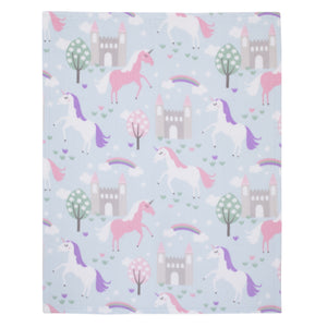 Everything Kids Unicorn Aqua, Pink and White Castles and Rainbows Super Soft Toddler Blanket