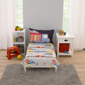 Everything Kids Construction Gray, Yellow, and Red Fire Engines, Dump Trucks, Police Cars and Busses Super Soft Toddler Blanket