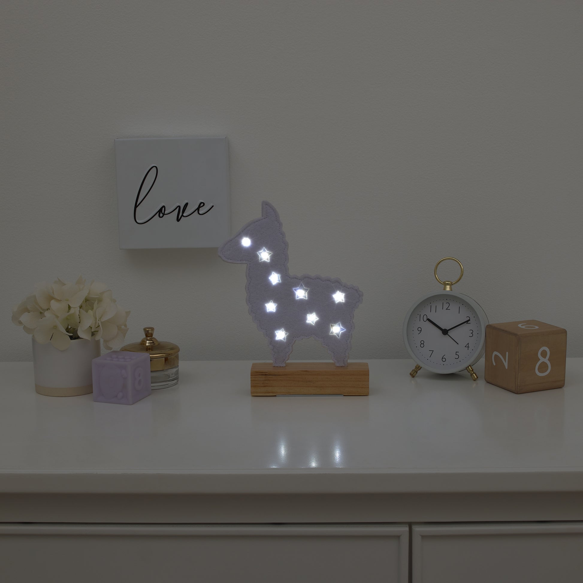 Little Love by NoJo White Llama Lighted Nursery Decor