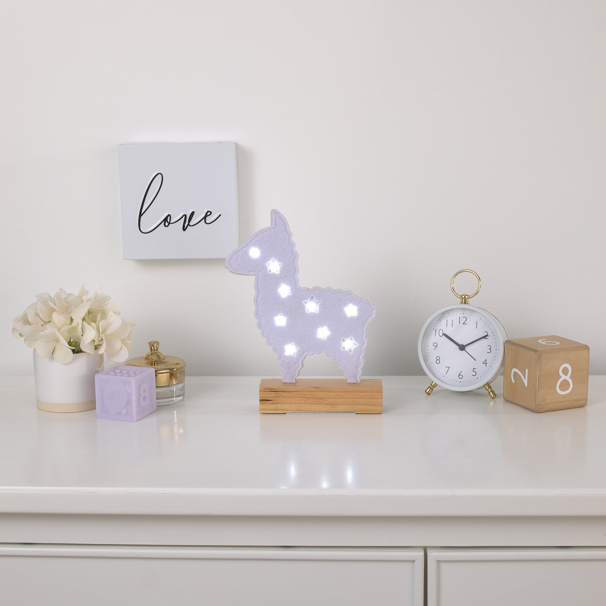 Little Love by NoJo White Llama Lighted Nursery Decor