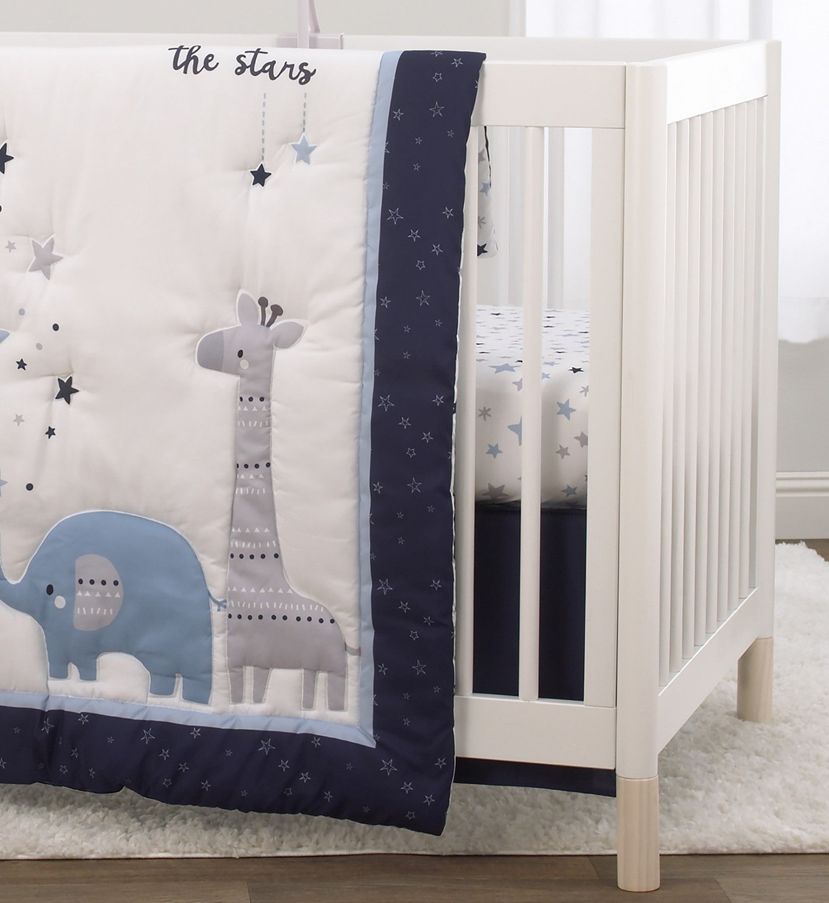 Little Love by NoJo Shine On My Love - Boy Stars Navy, Light Blue and White Fitted Crib Sheet