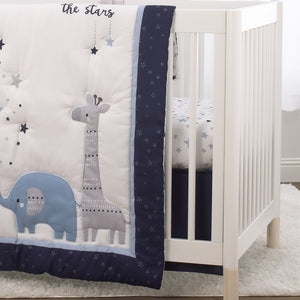 Little Love by NoJo Shine On My Love - Boy Stars Navy, Light Blue and White Fitted Crib Sheet