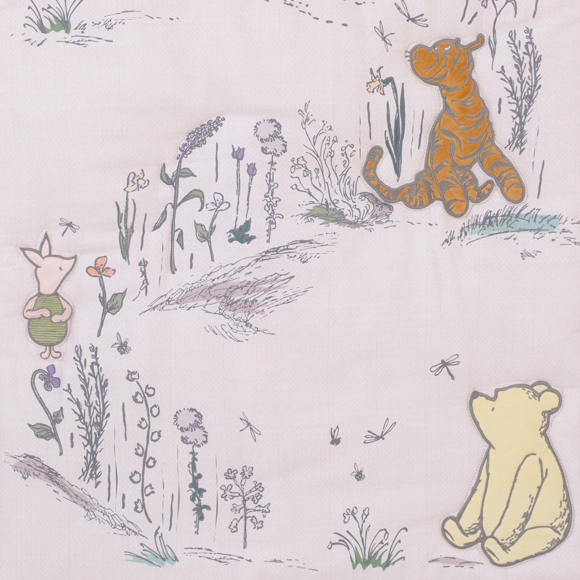 Disney Classic Pooh Naturally Friends Ivory and Taupe Piglet, Eeyore, and Tigger 3 Piece Nursery Crib Bedding Set - Comforter, 100% Cotton Fitted Crib Sheet, and Crib Skirt