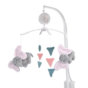Disney Dumbo Hello Baby Grey, White, Rose and Teal Circus Banner Musical Mobile