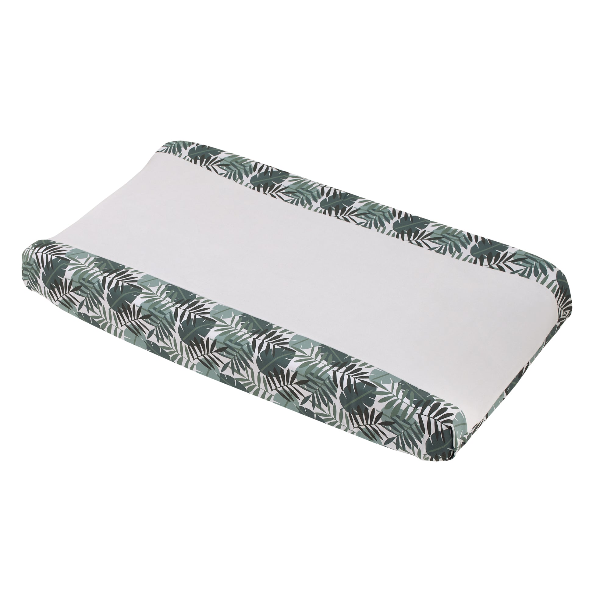 NoJo Jungle Paradise Green and Ivory Palm Leaf Super Soft Contoured Changing Pad Cover