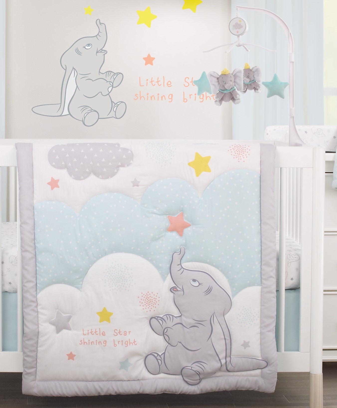 Disney Dumbo - Shine Bright Little Star Aqua, Grey and Yellow Musical Mobile