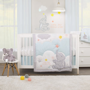 Disney Dumbo - Shine Bright Little Star Aqua, Grey and Yellow Super Soft Baby Blanket with Applique