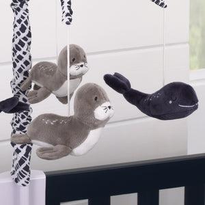 NoJo Seas The Day Navy and Grey Whale and Sea Lion Musical Mobile