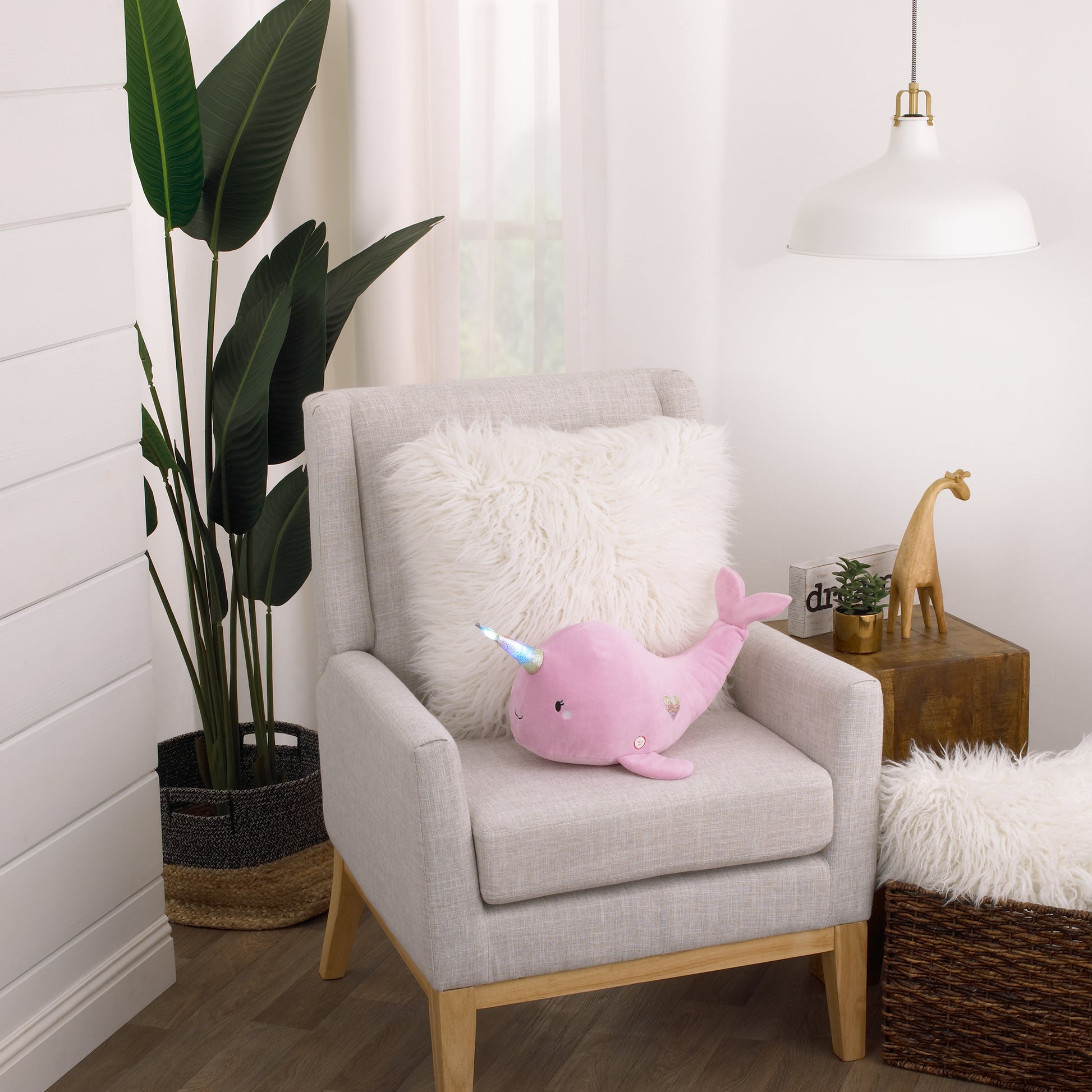 Little Love by NoJo Pink Narwhal Lighted Metallic Horn Plush Stuffed Animal