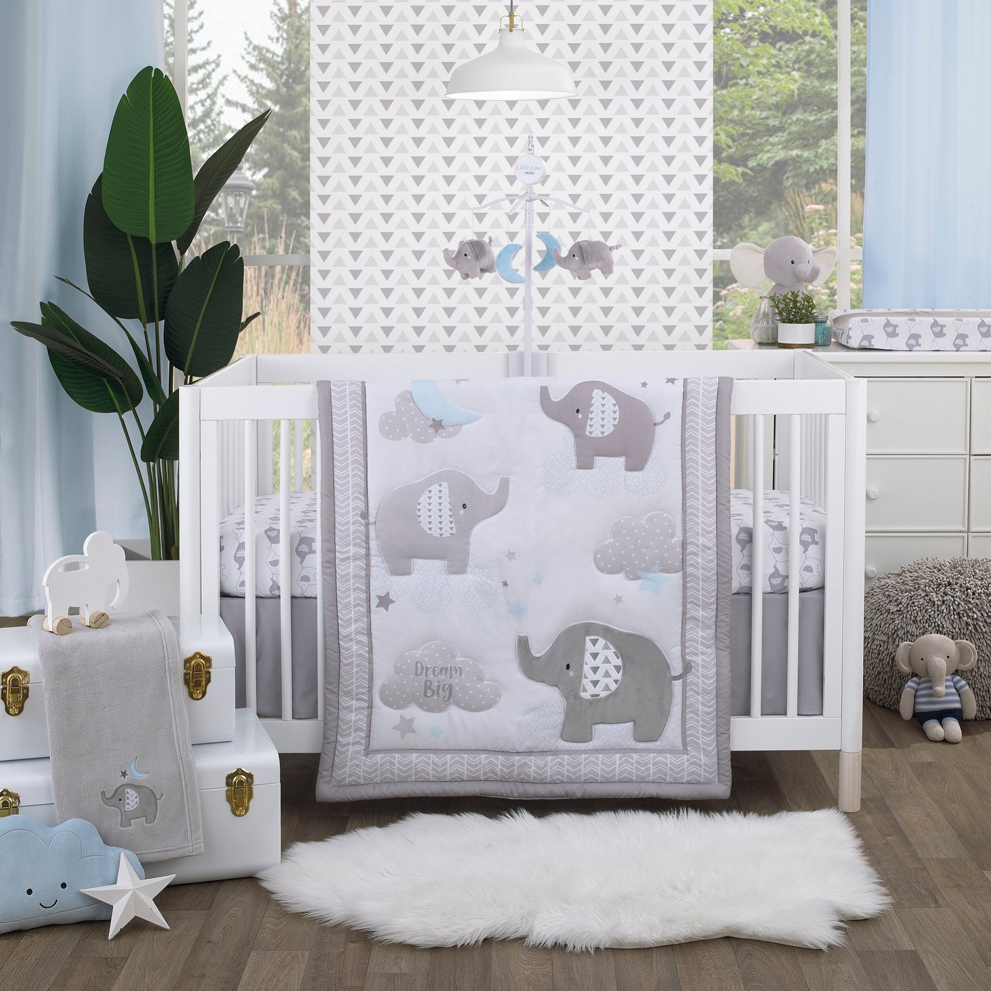 Little Love by NoJo Elephant Stroll Gray and White Super Soft Changing Pad Cover