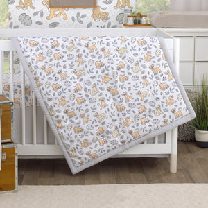 Disney Lion King Daddy's Little Cub Grey, White and Tan Simba and Nala 6 Piece Nursery Crib Bedding Set - Comforter, Two Fitted Crib Sheets, Crib Skirt, Blanket and Changing Pad Cover