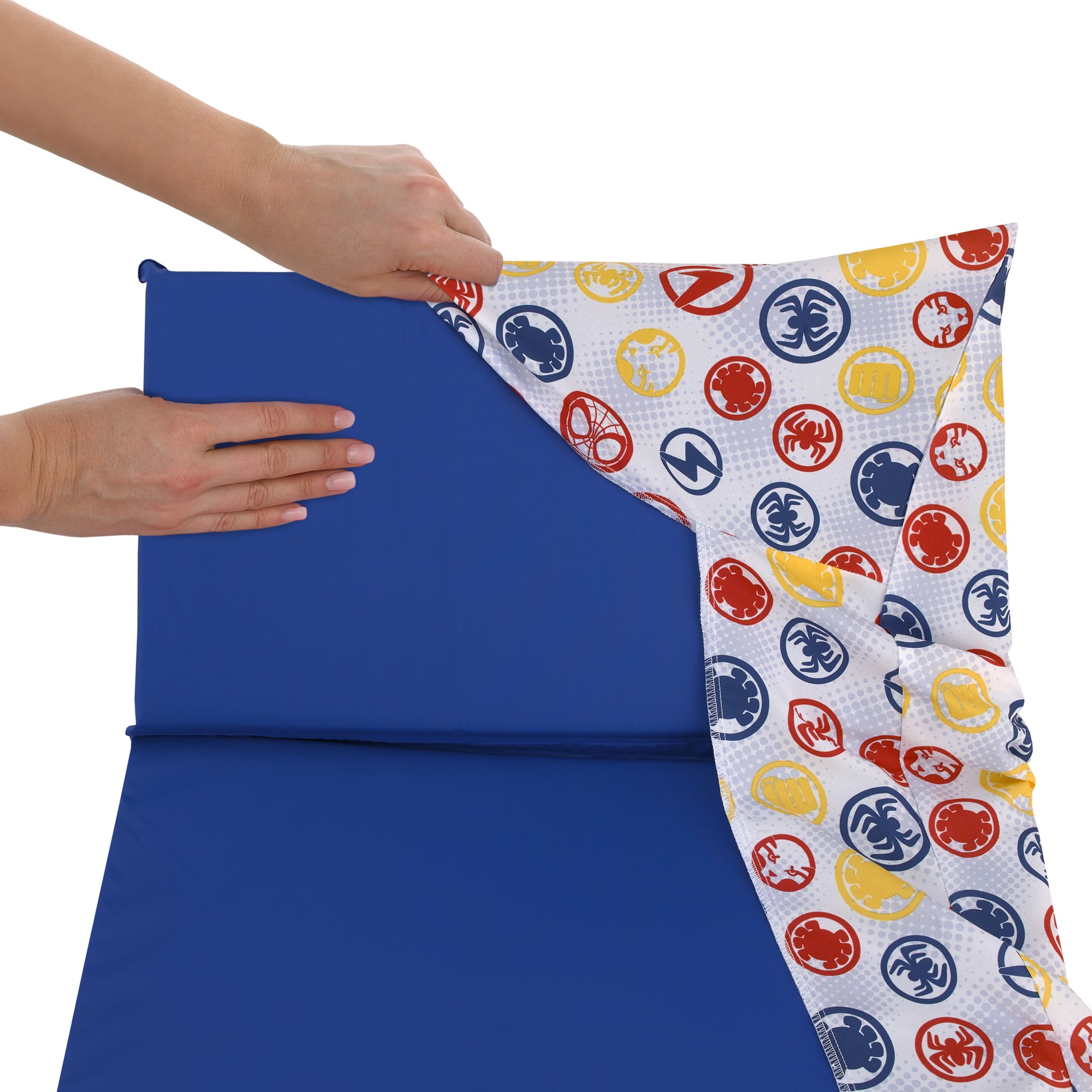 Marvel Spidey and His Amazing Friends Blue, Red, Yellow, and Green, Team Up Preschool Nap Pad Sheet