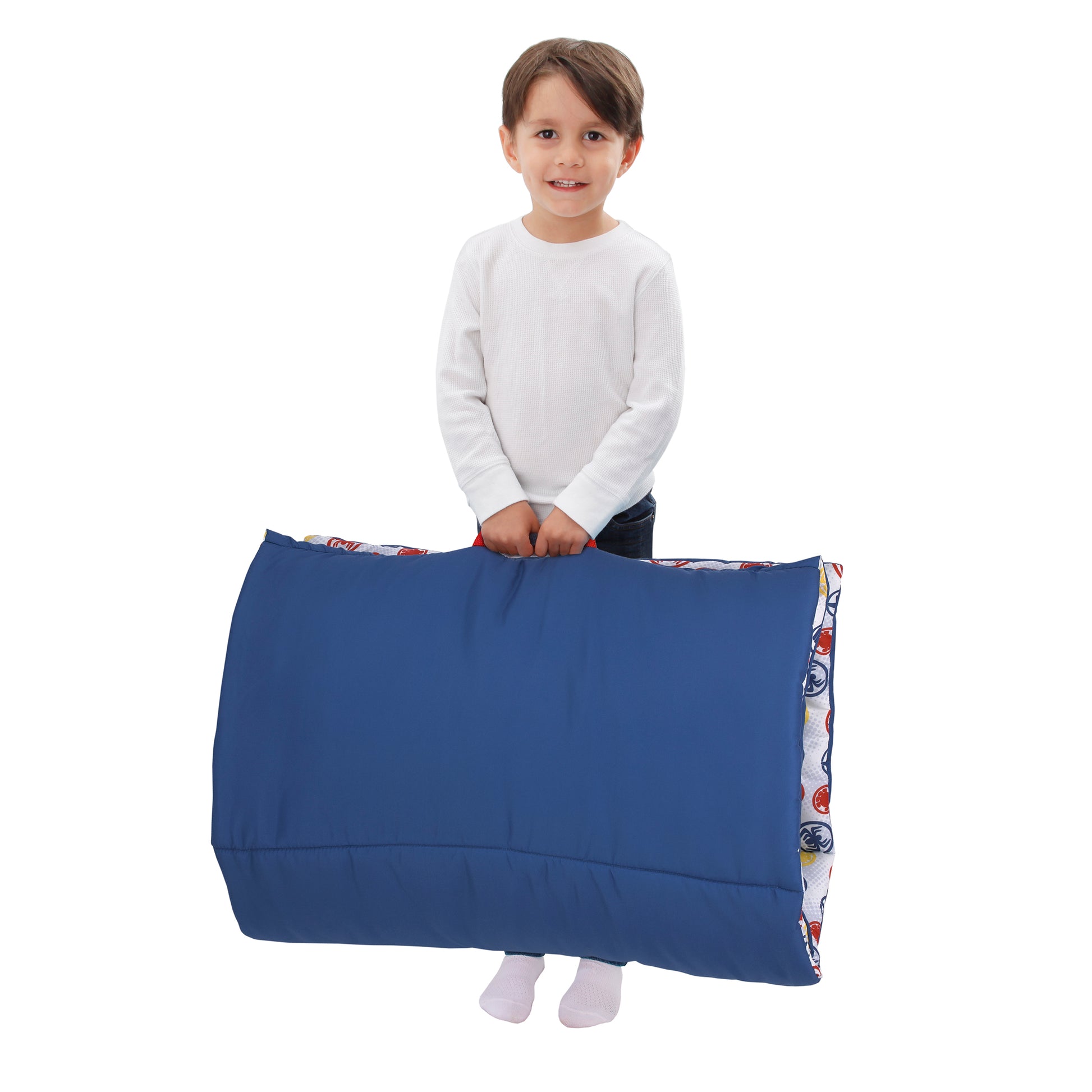 Marvel Spidey and His Amazing Friends Blue, Red, Yellow, and Green, Team Up Deluxe Easy Fold Toddler Nap Mat