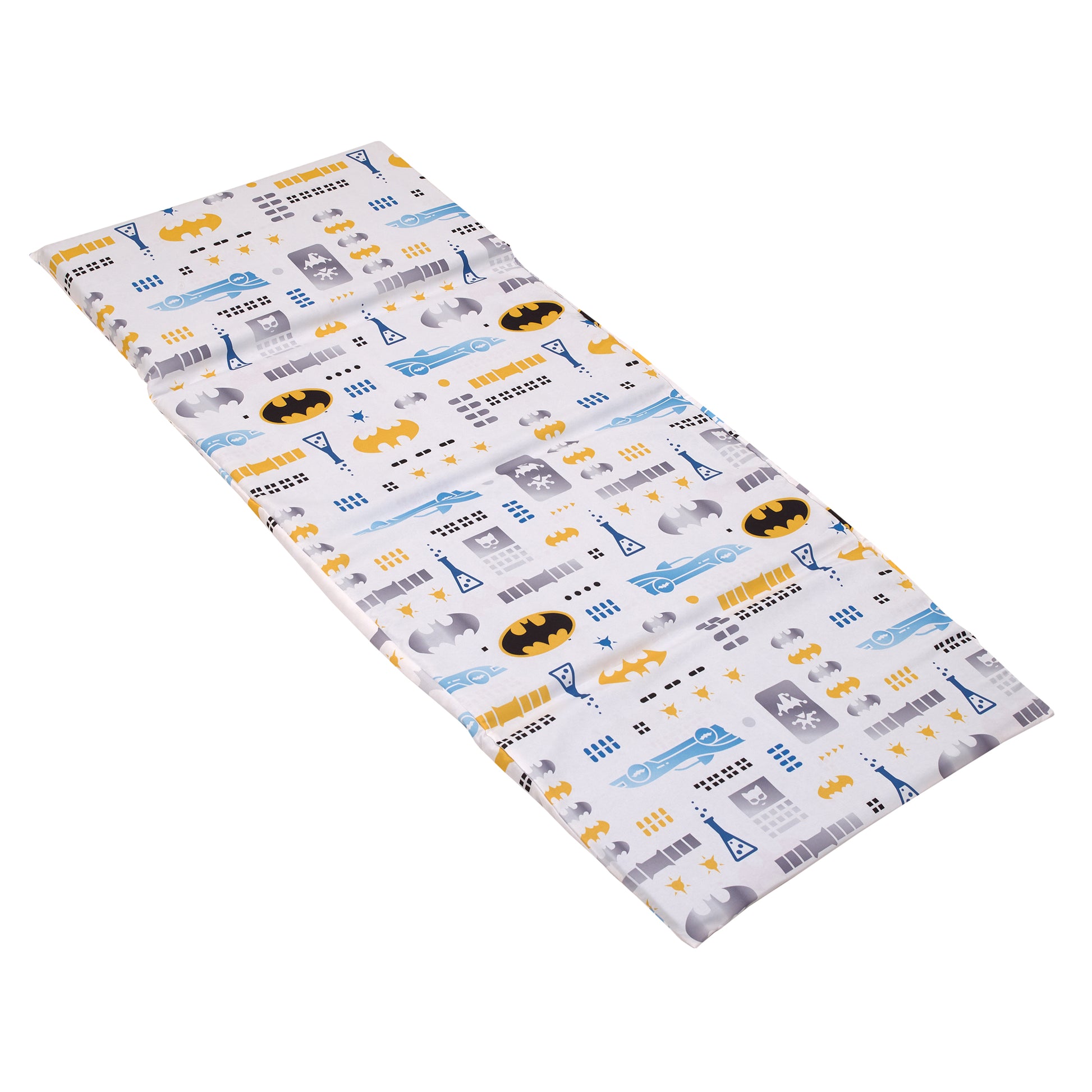 Warner Bros  Batman The Caped Crusader Blue, Yellow and White Bat-Signal and Batmobile Preschool Nap Pad Sheet