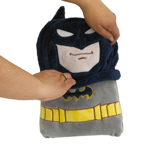 Warner Bros  Batman The Caped Crusader Navy, Gray and Yellow Batman Character Shaped Blanket