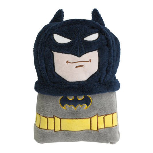 Warner Bros  Batman The Caped Crusader Navy, Gray and Yellow Batman Character Shaped Blanket