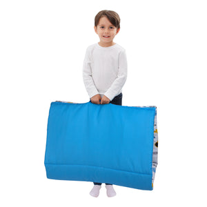 Warner Bros  Batman The Caped Crusader Blue, Yellow and White Bat-Signal and Batmobile Deluxe Easy Fold Toddler Nap Mat
