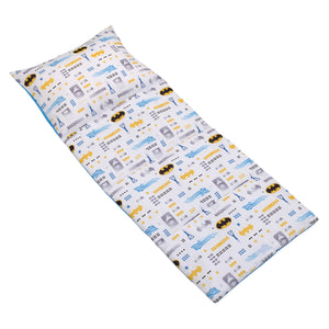 Warner Bros  Batman The Caped Crusader Blue, Yellow and White Bat-Signal and Batmobile Deluxe Easy Fold Toddler Nap Mat