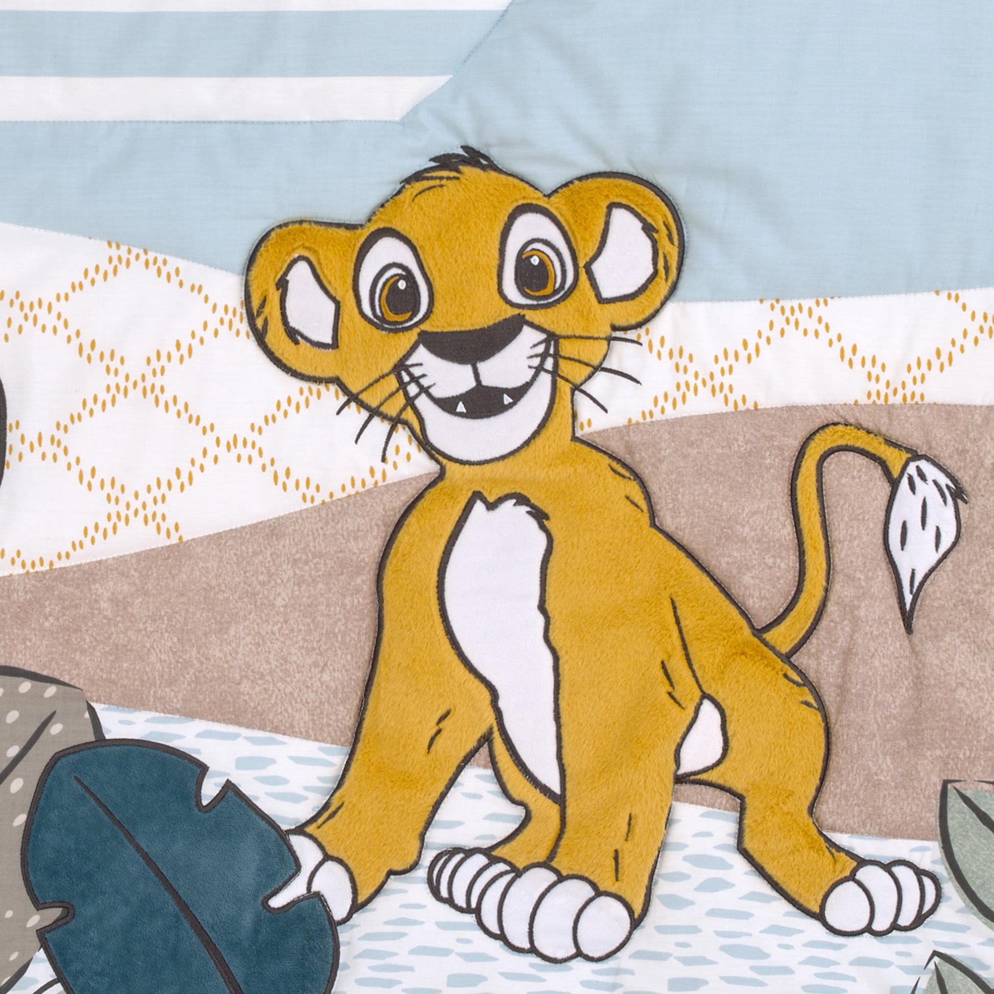 Disney Lion King Blue, Green, Taupe and Gold Simba Future King 3 Piece Nursery Crib Bedding Set - Comforter, Cotton Fitted Crib Sheet, and Crib Skirt