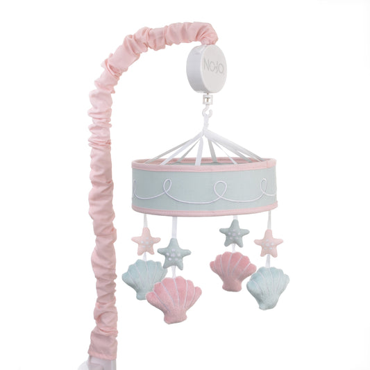 NoJo Sugar Reef Mermaid Nursery Crib Musical Mobile with Sea Shells & Stars