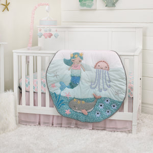 NoJo Sugar Reef Mermaid Pink, Aqua, Gray Super Soft Contoured Changing Pad Cover